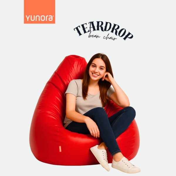 Yunora Teardrop Bean Bag Chair – Premium Leather, Ergonomic Design, High-Quality Stitching (Only cover).